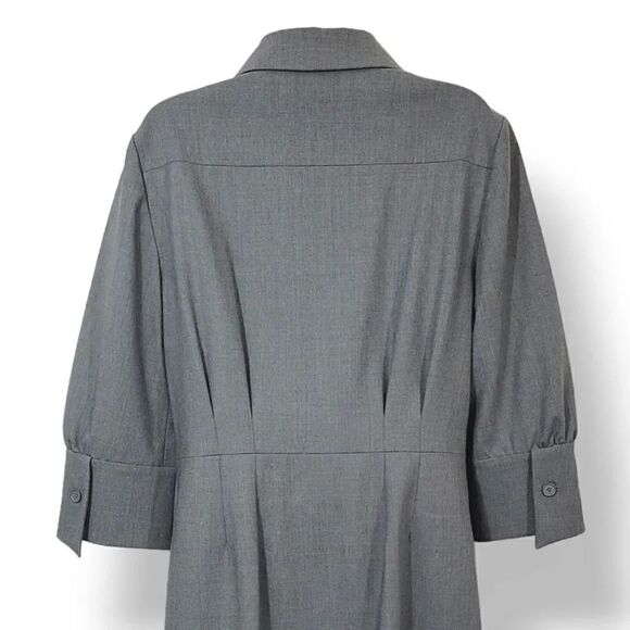 Worth Wool Blend Button Down Pleated Suit Dress in Gray Size 10 - Picture 4 of 8